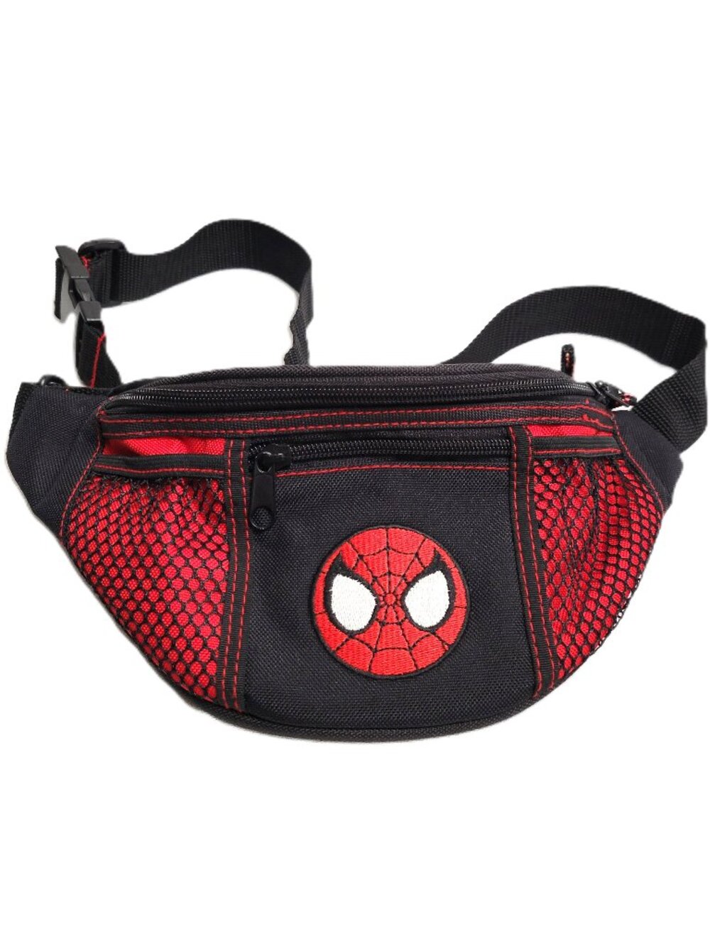 Marvel Spider-Man Waist Pack Fanny Pack Black Red Mesh Zip Pockets Adjustable